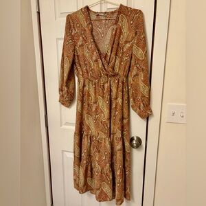 Black Tape Paisley Midi Dress